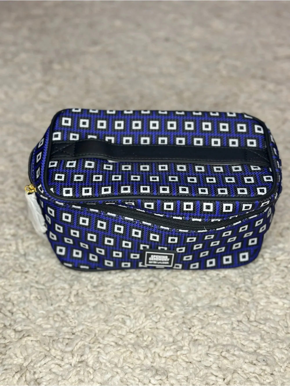 Blue Geometric Cosmetic Train Case